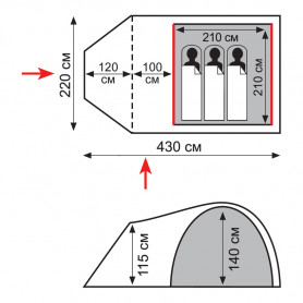Палатка Totem Carriage 3 v2, зеленый